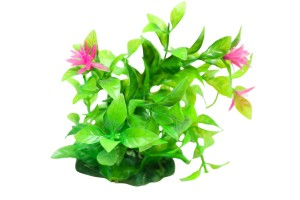 Sztuczna niewielka roślinka nr 43 zielona z różowymi kwiatkami